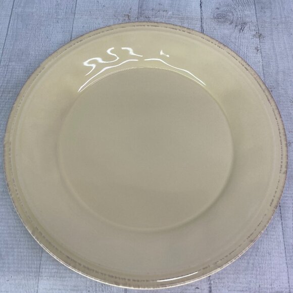 Rachael Ray CUCINA ALMOND CREAM Embossed Edge Rim Stoneware Dinner Plates Set 4 - Picture 4 of 16